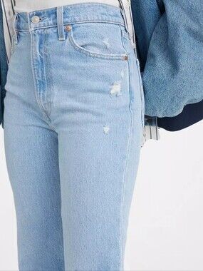 Levi's Ribcage Bell High-Rise Jeans in Light Blue Denim
